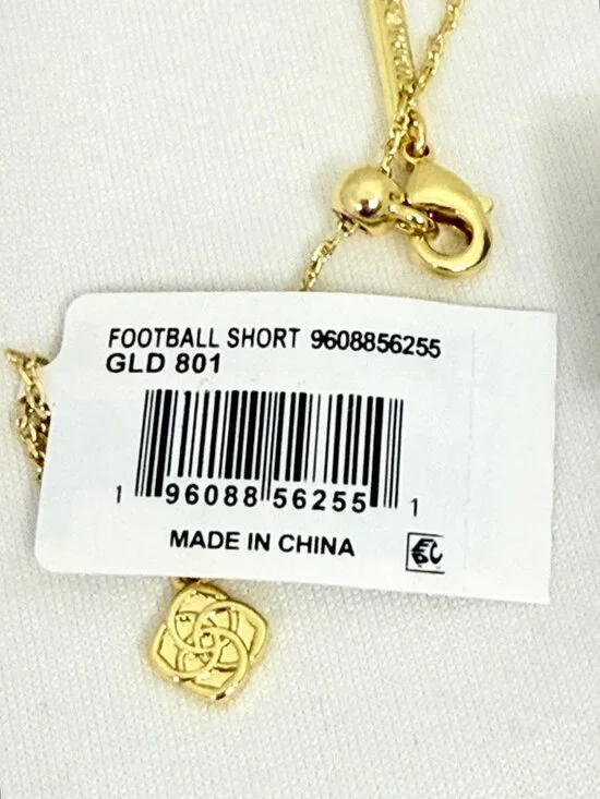 Kendra Scott Goldstone Football Pendant w/Adjustable Chain New in Box - Picture 10 of 13